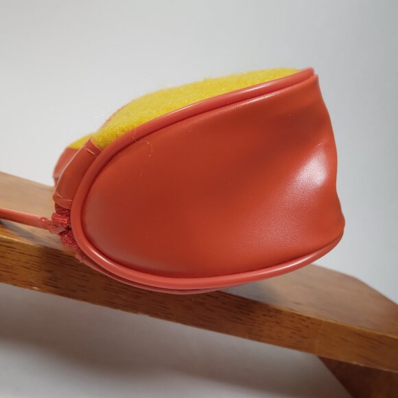 New Vintage Retro Clinique Orange and Yellow PVC/Felt Cosmetic Makeup Bag NWOT - Picture 6 of 10